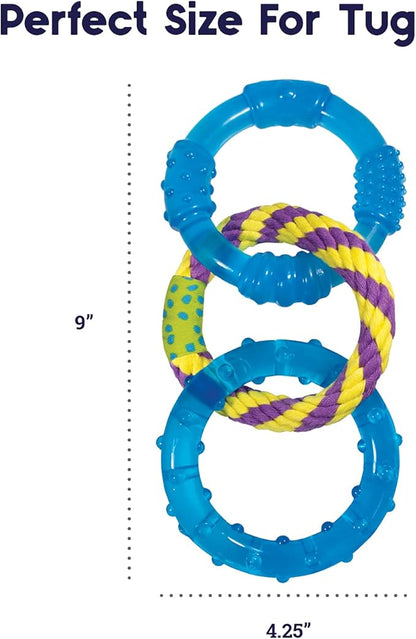 Petstages Dental Links Dog Chew Toy – Puppies & Adults, Strong Chewers, Multiple Textures & Rope, 8.5" x 4" x 1"