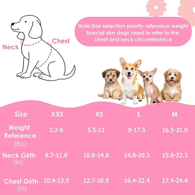 Lukovee Puppy Harness and Leash Set, No Pull Lightweight Soft Suede Adjustable Pet Harness Vest with Snap Buckle for Puppy Small and Medium Size Dog (Pink Strawberry, XXS)
