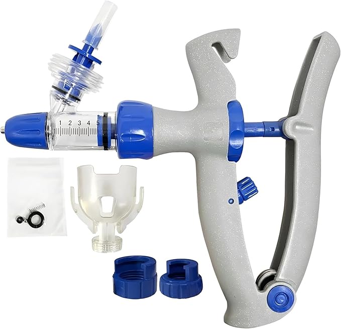 Cattle Syringe Gun Injector, Adjustable Continuous Syringes for Livestock and Other Animal Injection, Reusable Poultry Tool(A,5ml)