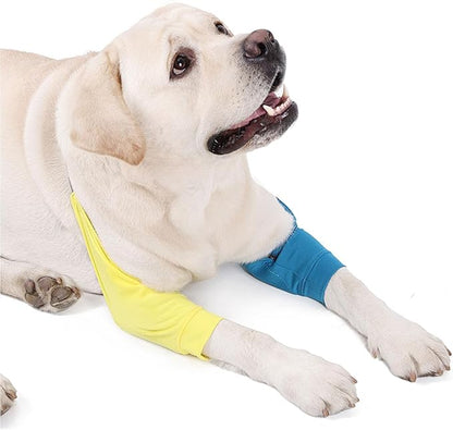 HDKUW Dog Elbow Protector for Calluses, Recovery Suit for Front Legs, Cone Collar Alternative to Stop Licking Wounds, Cover Sleeve for Small Medium Large Dogs - Blue L