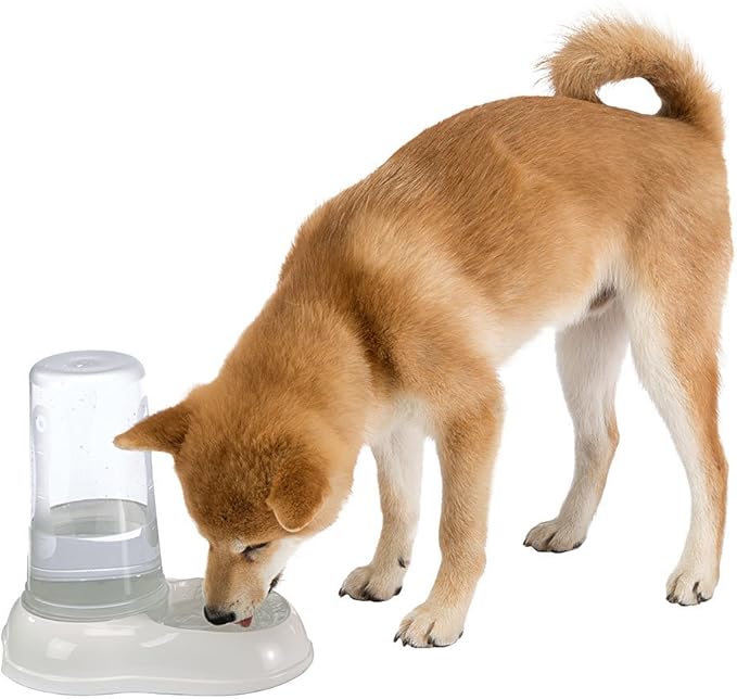 Ferplast Food or Water Dispenser for Dogs and Cats AZIMUT 1500 Pet Dispenser 1, 5 Liter Dry Food Feeder Water Feeder, Sturdy Plastic, Non-Slip Bottom, 16,5 x 25 x h 24,5 cm White