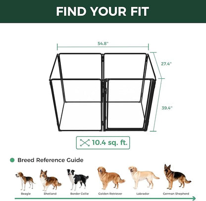 FXW AuraSpace Pro Acrylic Indoor Dog Playpen, Heavy-Duty with Metal Frame, 40" Height 6 Panels for Medium and Large Dogs, Black│Patented