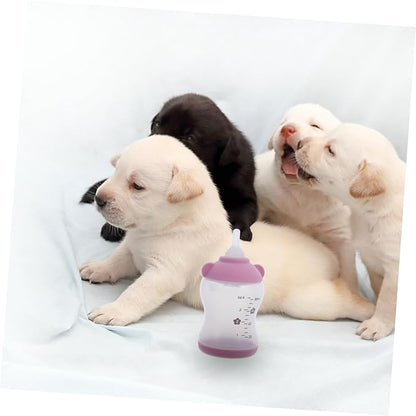 VANZACK 2PCS PET Nursing Bottle Set Silicone Nipple Feeding Bottles for Puppies and Kittens Portable Milk Feeder for Small Animals for Travel and Outdoor Use