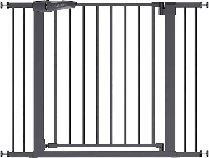 Babelio Baby Gate, 29-43" Auto-Close Easy Install Pet Gate, PressGuard P7 Extra Wide Walk Thru Child Safety Gate, 30" Tall Pressure-Mounted Metal Dog Gate for Doorways & Stairs, Black