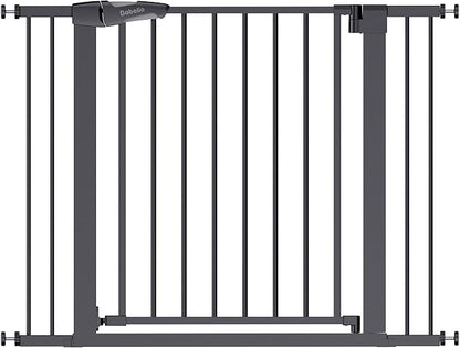 Babelio Baby Gate, 29-43" Auto-Close Easy Install Pet Gate, PressGuard P7 Extra Wide Walk Thru Child Safety Gate, 30" Tall Pressure-Mounted Metal Dog Gate for Doorways & Stairs, Black