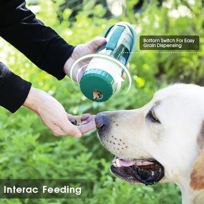 SUPERDESIGN Green Dog Water Bottle Portable with Food Container, Dog Travel Water Bottle Easy-to-Use, Leak-Proof Design Pet Water Bottle Ideal for Travel,Hiking and Dog Walking Accessories