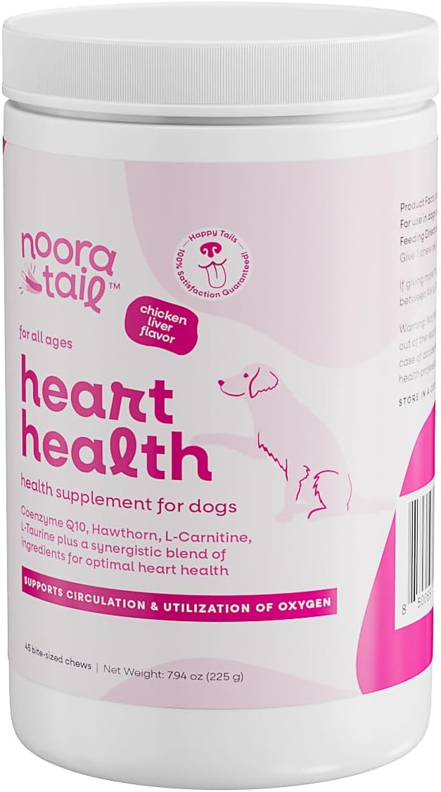 Heart Support Supplement for Dogs - L-Taurine, L-Carnitine, EPA and DHA, Coenzyme Q10 - Aids Circulatory Strength, Cardiovascular Support, Heart Muscle Function