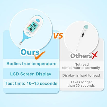 Easy@Home Baby Rectal Thermometer with Fever Indicator, Clear LCD Display for Fast Readings, Soft Flexible Tip for Infant & Newborn Use – EMT-027