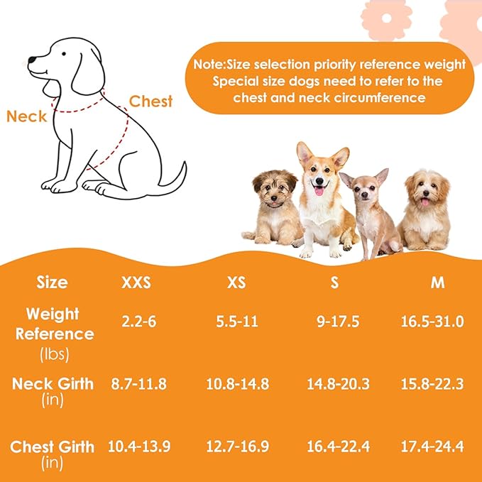Lukovee Puppy Harness and Leash Set, No Pull Lightweight Soft Suede Adjustable Pet Harness Vest with Snap Buckle for Puppy Small and Medium Size Dog (Flower-XXS)