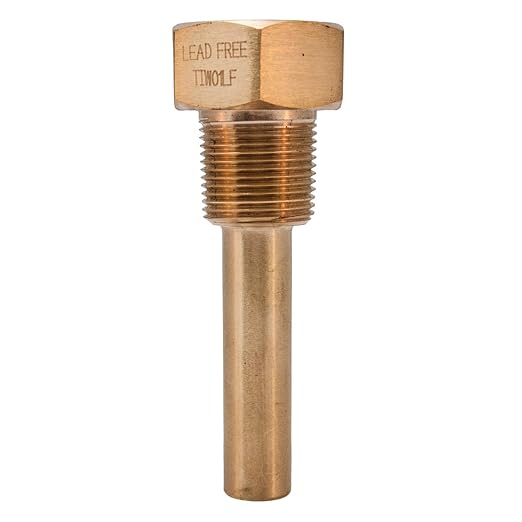 Winters TIW01LF TIM (LEAD-FREE) BRASS THERMOWELL, 3.5" STEM LENGTH, 3/4" NPT