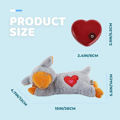 ALL FOR PAWS Heartbeat Puppy with Warm Bag for Dogs, Anxiety Relief Stuffed Animals Toy for Dog Sleep Aid, Comfort Snuggling Plush Puppy Toy for Behavioral Training Aid, Grey Sheep