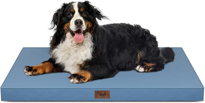 Outdoor Extra Large Dog Crate Bed, XXL Waterproof Dog Bed for Giant Breeds Dogs, 47x29 Inch Orthopedic Egg Crate Foam Pet Mat with Removable Cooling Cover, Blue