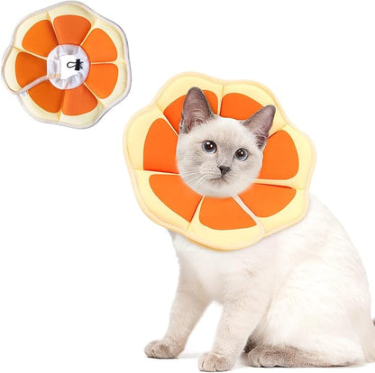 Cat Cone Collar Soft, Comfortable E Collar for Cats After Surgery, Recovery Elizabethan Collar for Cats Kitten to Stop Licking, Orange M