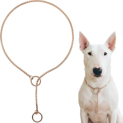 Dog P Snake Chain Chrome Plated Metal Dog Training Choke/Collar-Fully Guaranteed Against Rust Tarnish or Breakage-Recommended for Professional Training (Rose Gold, 5mm * 24")