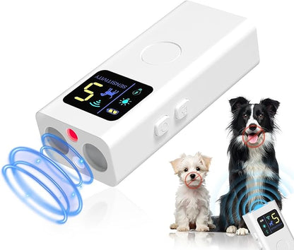 Dog Bark Deterrent Devices,Multi-Functional Anti Barking Device for Dogs Up to 30 Ft Effective Control Range,3 Modes & LED Light Ultrasonic Dog Trainer,Safe for All Small & Medium Dogs