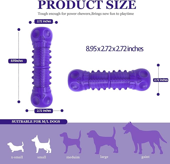 ZIKATON Dog Squeaky Toys for Aggressive Chewers, Durable Chew Toys for Large Medium Breed Dog, Dog Toys, Tough Durable Dogs Toys with Natural Rubber