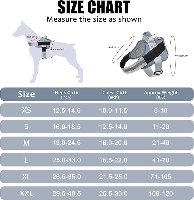 Bolux Dog Harness, No-Pull Reflective Dog Vest, Breathable Adjustable Pet Harness with Handle for Outdoor Walking - No More Pulling, Tugging or Choking (Blue, XL)