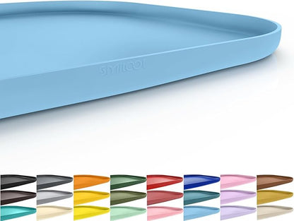 Smilool Silicone Pet Food Mat with Raised Edge for Food and Water Bowl, Dog Feeding Mats, Cat Food Trays for Floor Waterproof, Rubber Tray for Dogs and Cats, 19 x 12 x 0.7 Light Blue