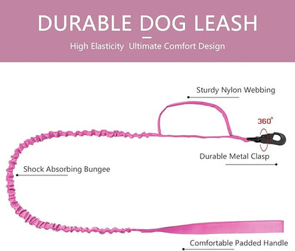 DAGANXI Tactical Dog Collar, Adjustable Military Training Nylon Dog Collar with Control Handle and Heavy Metal Buckle for Medium and Large Dogs, with Patches and Airtags Case (XL, Pink-Set)