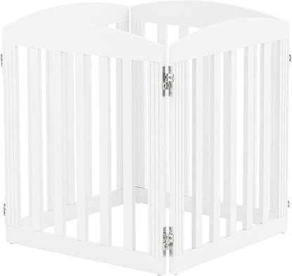 SPIRICH 96" Extra Wide 28" Tall Wooden Freestanding Foldable Dog Gate, Pet Gate Indoor, 4 Panels, White