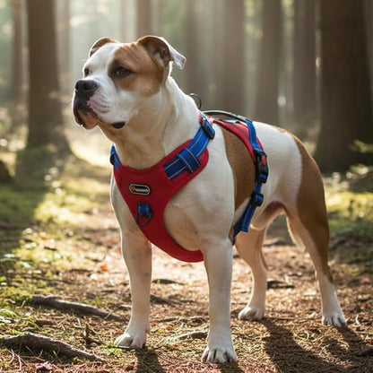 Tactical Dog Harness for Large Medium Dogs No Pull Adjustable Pet Vest with Reflective Straps Front & Back Clips Handle for Hiking Walking Hunting– 4 Sizes with or Without Leash (RED, XL)