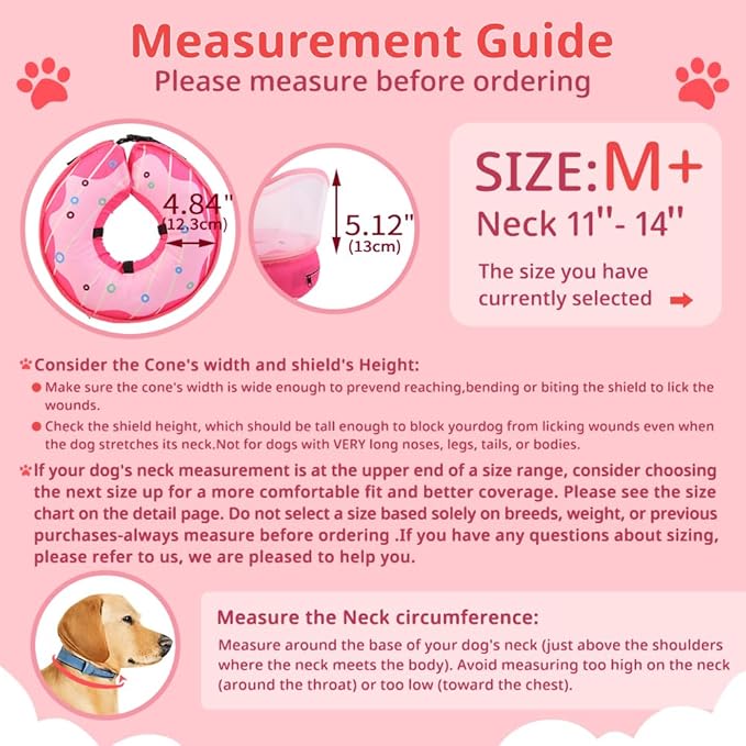 Soft Dog Cone Collar, Inflatable Cones Alternative After Surgery with Anti-Lick Shield, for Large/Medium/Small Dogs to Stop Licking, Elizabethan Neck Ecollars of Shame, Comfy Pillow E Recovery