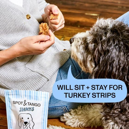 Spot & Tango Turkey Strips Dog Treats - Single Ingredient, 100% Turkey Breast - Air-Dried, Grain & Gluten-Free - USA-Made - for Small, Medium, and Large Dogs