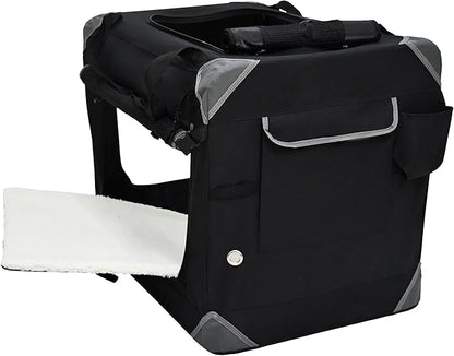 EliteField 4-Door Folding Soft Dog Crate with Curtains, Carrying Bag and Fleece Bed (2 Year Warranty), Indoor & Outdoor Pet Home (20" L x 14" W x 14" H, Black+4 Door Curtains)