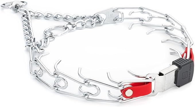 Herm Sprenger Chrome Plated Steel Dog Collar with Quick Release ClicLock Buckle and Biothane Insert Training Collar for Dogs Made in Germany (Cherry Red, 23in x 3.2mm(Neck Size up to19-20in))