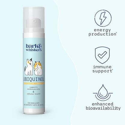 Dr. Mercola Bark & Whiskers Ubiquinol Liquid Pump for Dogs & Cats, 1.45 Fl. Oz. (43 mL), 149 Pumps, Supports Healthy Immune Function, Veterinarian Formulated, Non-GMO