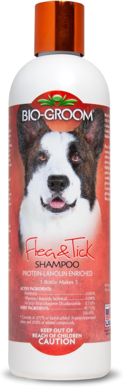 Bio-Groom Flea & Tick Dog Shampoo - Flea and Tick Prevention for Dogs, Cat Flea Treatment, Cruelty-Free, Made in USA, Natural Tick Repellent, Protein-Lanolin Shampoo - 12 fl oz 1-Pack