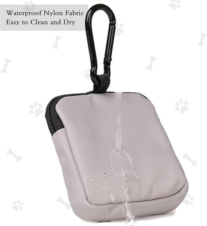 2 PCS Waterproof Small Dog Treat Bag for Leash, Hands Free Dog Walking Bag with Carabiner, Dog Poop Bag Holder for Pet Puppy Travel or Outdoor Use, Zipper Closure to Avoid Spilling