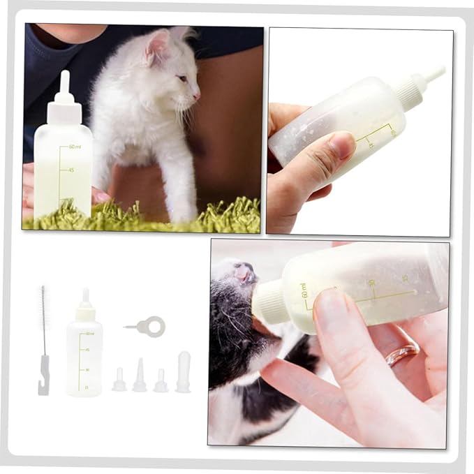 ibasenice Reusable Nursing Bottles for Cats Kitten Milk Bottle Set Puppy Milk Feeder 3 Pack