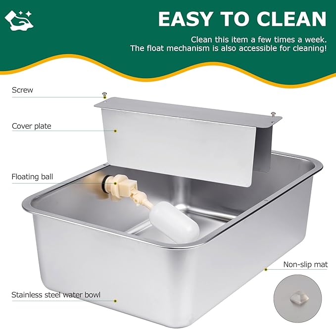 6 Gal Automatic Dog Water Bowl Dispenser Stainless Steel Dog Waterer for Large Breed Dogs, Outdoor Extra Large Bowl for Cats Pets Livestock Chicken