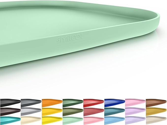 Smilool Silicone Pet Food Mat with Raised Edge for Food and Water Bowl, Dog Feeding Mats, Cat Food Trays for Floor Waterproof, Rubber Tray for Dogs and Cats, 24 x 16 x 0.8 Mint Green
