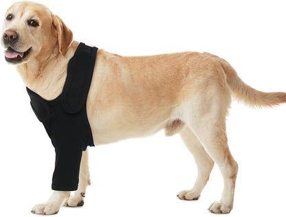 ROZKITCH Dog Arm Sleeves for Licking Front Right Left Leg, Pet Prevent Licking Wound Elbow Knee Protector, Dog Recovery Suit Cone Collar Alternative for Sprain ACL CCL Arthritis Joint Care Black 3XL