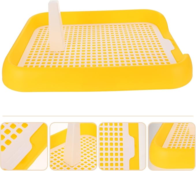 Indoor Dog Potty Tray - Mesh Dog Training Toilet Plastic Potty Tray Puppy Toilet -Slide Training Holder for Small and Medium s (Yellow)