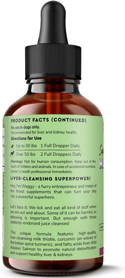 Wonder Paws Milk Thistle, Liver Support for Dogs, Supports Kidney Function for Pets, Detox, Hepatic Support, with Wild Alaskan Salmon Oil & Curcumin, Omega 3 EPA & DHA (4 Oz)