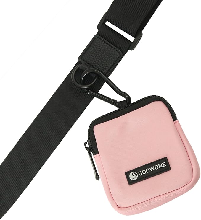 COOWONE Dog Treat Pouch 2 Pack, Waterproof, Zipper Closure, Hands Free, Black+Pink