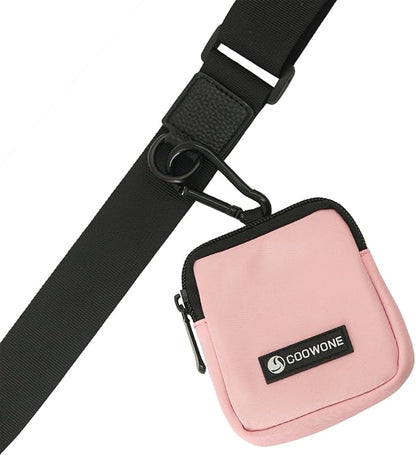 COOWONE Dog Treat Pouch 2 Pack, Waterproof, Zipper Closure, Hands Free, Black+Pink