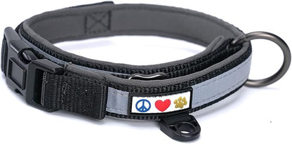 Pawtitas Lumberjack Padded Martingale Collar for Dogs | Soft Neoprene Dog Collar for Your pet's Comfort Made with Reflective Band for Maximum Visibility | Fits Small and Large Pets - Medium Black