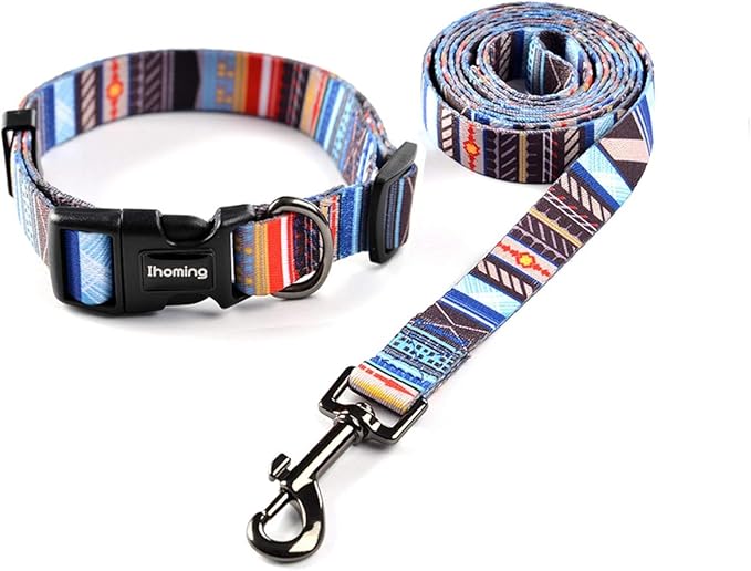 Ihoming Puppy Collar and Leash Set for Daily Outdoor Walking Running Training, Splicing Design for Extra Small Boys Girls Dogs Cats Pets, XS-Up to 10LBS
