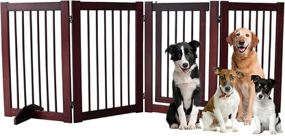 Dog Gate Indoor, Pet Gates for Doorways No Drilling, Freestanding Dog Gates, Foldable Pet Gate, Wooden Gates for Dogs Indoor- 4 Panel - 30" (Espresso, 4 Panel - 30")