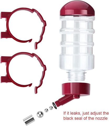 No Drip Dog Kennel Water Bottle Dispenser for Crate, 400ml Dripless Pet Drinking Fountains Kettle with Automatically Feeding Water (Red) (Red)