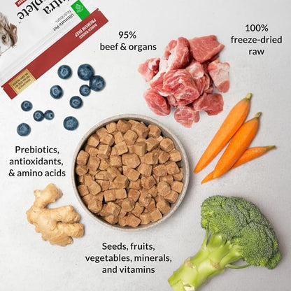 ULTIMATE PET NUTRITION Nutra Complete Freeze Dried Raw Dog Food, Veterinarian Formulated with Antioxidants, Prebiotics & Amino Acids (3 Pound, Beef)