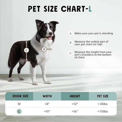 3-Flap Insulated Aluminum Dog Door for Walls, Heavy-Duty Telescoping Pet Door with Dual Security Locks & Magnetic Flaps, Closing Panel, Large, Pets Up to 110 LB