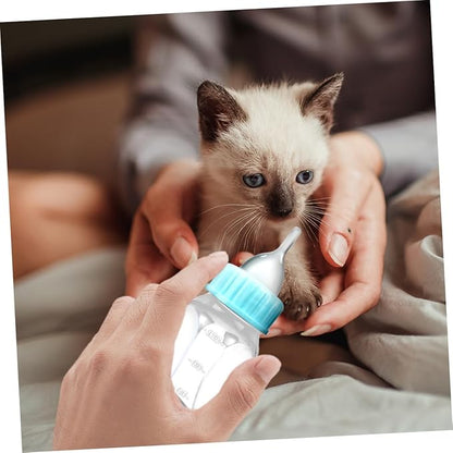 Levemolo 2pcs Cat Milk Bottle for Newborn Kittens and Puppies Manual Feeder with Silicone Nipple Safe and Odorless Small Pet Feeding Bottles for Hand-Feeding and Controlling Food Intake