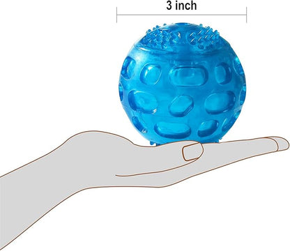 3'' Squeaky Dog Toy Balls for Lagre Medium Puppy, Indestructible Dog Balls for Playing, Fetching & Retrieving, Durable Aggressive Chewers, 3 PCS Purple+Blue+Green