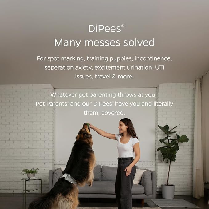 Pet Parents® DiPees® Disposable Belly Bands for Male Dogs + Extendrs®, Male Dog Wraps, Leak Proof, Up to 83% Plant Based, Premium Disposable Dog Diapers Male (Natural, Small (12-20"), 30ct)