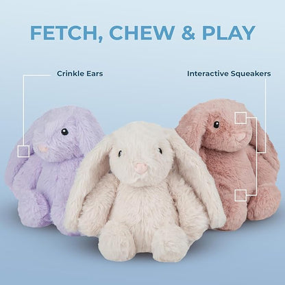 Best Pet Supplies Interactive Squeaky Dog Chew Toy, Ideal Dog Toys for Chewers, Small, Medium & Large Dogs, and Fetch Lovers - Bunny (Mauve), Medium